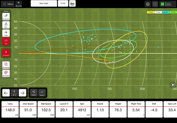 flightscope mevo+ face impact location